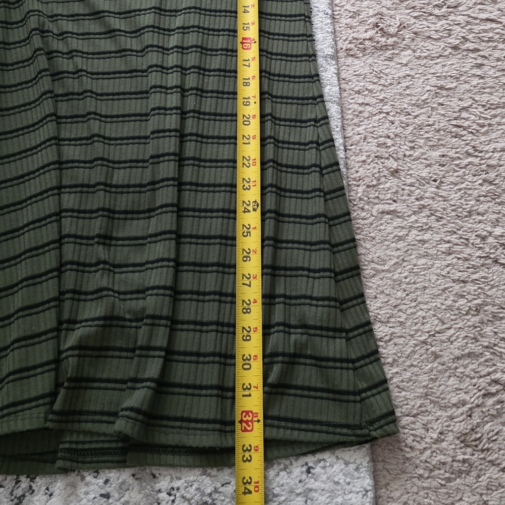 Olivia Rae Ribbed Tshirt Dress Sage green and Black Striped Womens M - Picture 5 of 6